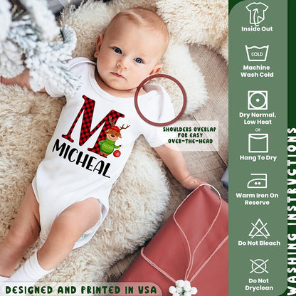 Personalized Baby Boy Christmas Onesie with Name, Custom My First Xmas Gift
