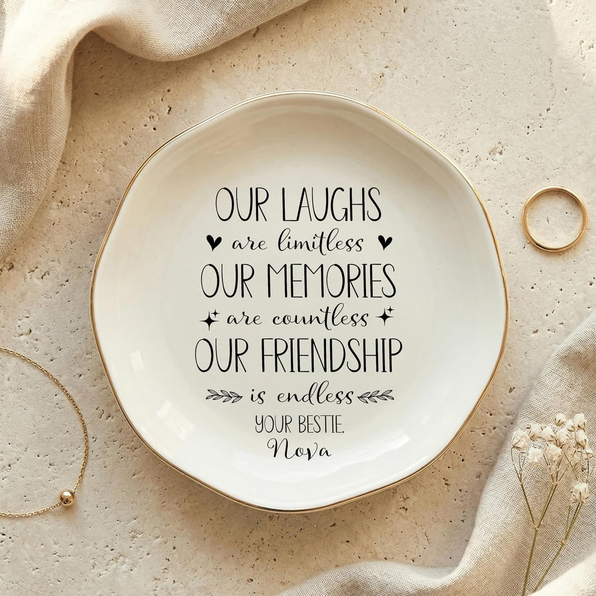 Personalized Ring Dish with Name, Custom Jewelry Tray Gift for Women, Bridesmaids, Mom, Grandma, or Best Friends