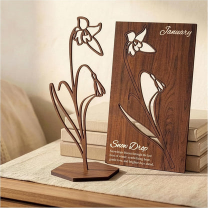 Birth Month Flower Wooden Decor, Grandma Mothers Day Gift for Mom Nana Gigi, Elegant Floral Home Decor, Birthday Christmas Gift