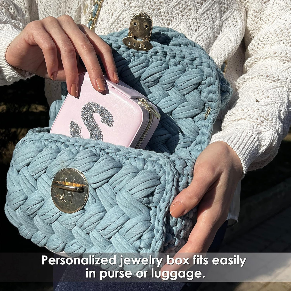 UNIQUE CUSTOM GIFTS Personalized Initial Jewelry Box Gifts for Women - White & Pink Colors - Travel Organizer Case for Girls - Bridesmaid Gift (Pink Box #L)