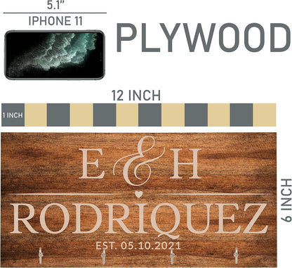 Personalized Wood Key Hook for Wall, Custom Entryway Organizer Gift for Mom