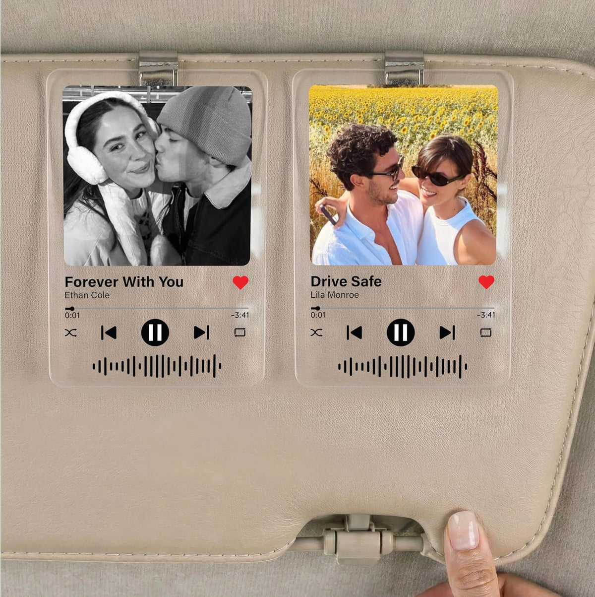 Personalized Car Visor Photo Clip – Custom Acrylic Picture Holder with Text, Gift for Dad, Mom, Husband, Wife, or Girlfriend