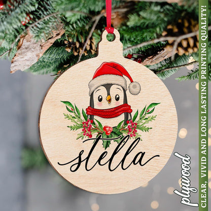 Custom Wooden Christmas Ornament, Personalized Xmas Tree Holiday Decor for Kids, Customized Stocking Tag with Name