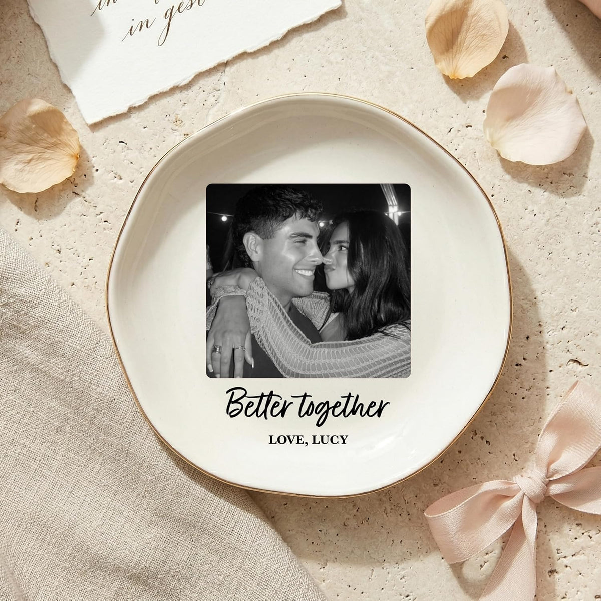 Personalized Ring Dish with Name, Custom Jewelry Tray Gift for Women, Bridesmaids, Mom, Grandma, or Best Friends