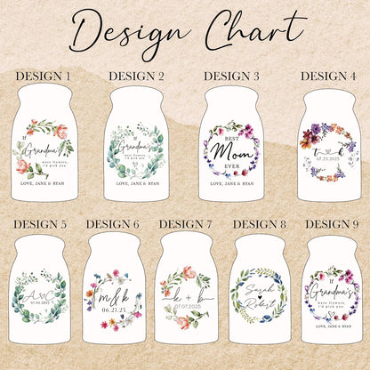 Personalized Ceramic Pitcher Vase, Floral Wreath Design Jug for Mom, Grandma, or Couple, Printed Flower Design, Thoughtful Gift for Mother’s Day, Wedding, Anniversary, Christmas or Home Décor Keepsake