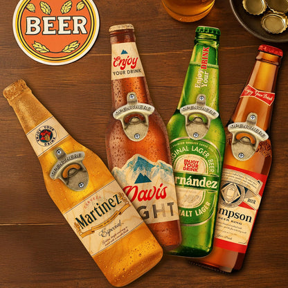 Personalized Wall Mounted Bottle Opener Beer Sign Gift for Dad – Custom Beer Shape Bar & Home Decor Accessory with Name – Unique Father’s Day, Christmas Gift for Him – Rustic Man Cave Decor