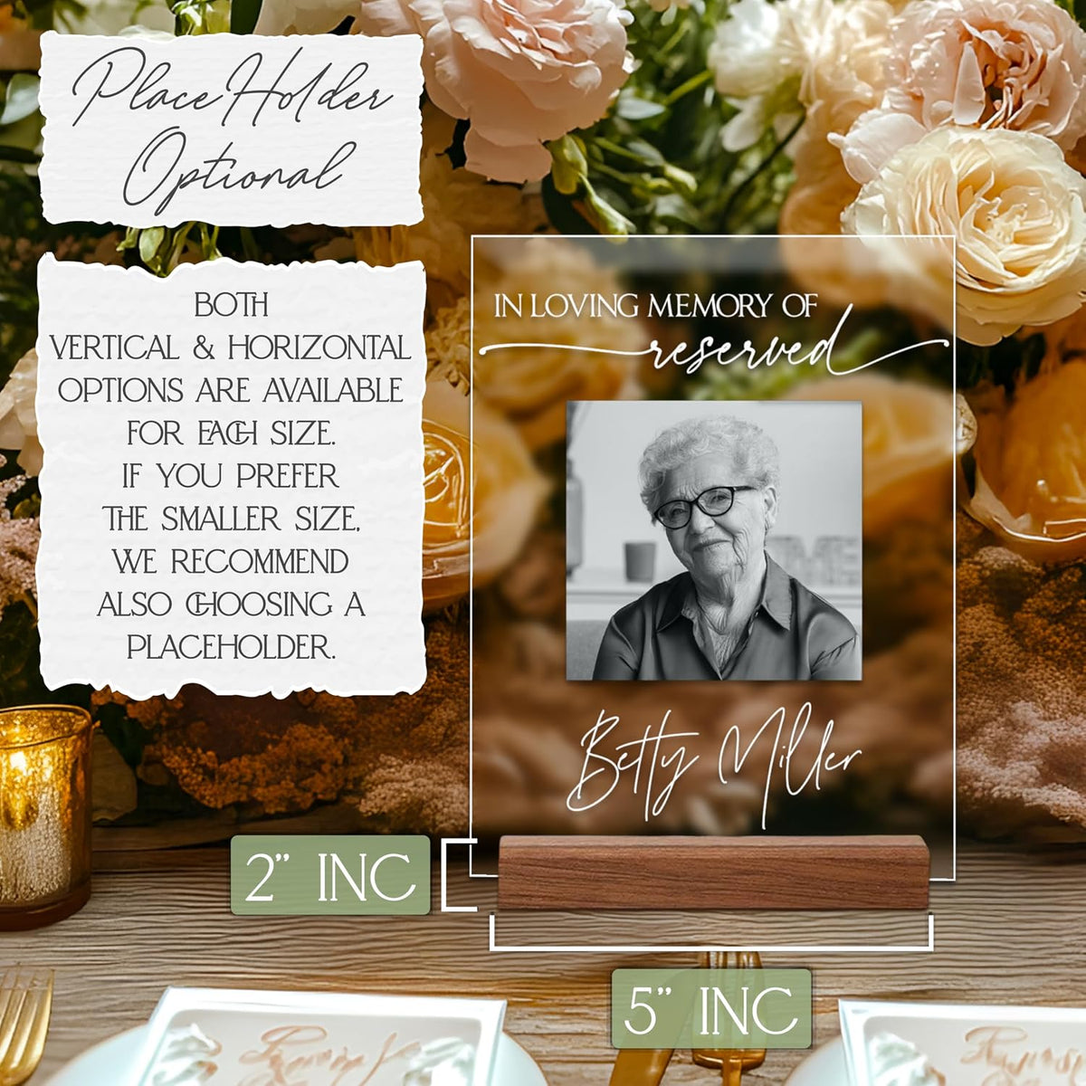 Personalized Photo Memorial Reserved Sign, Custom In Loving Memory Wedding