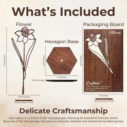 Birth Month Flower Wooden Decor, Grandma Mothers Day Gift for Mom Nana Gigi, Elegant Floral Home Decor, Birthday Christmas Gift