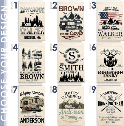 Personalized Camping Flag with Name and Address, Custom RV Campground Gift