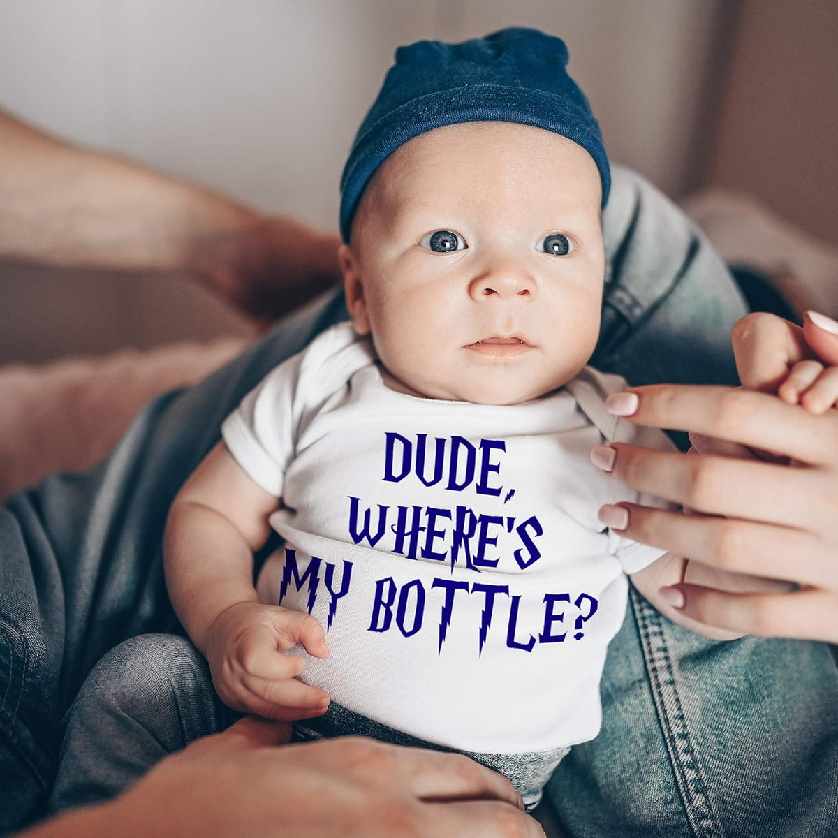 UNIQUE CUSTOM GIFTS Customize Unisex Baby Onesie Beanies - Personalized Girl Boy Bodysuit Gift C03