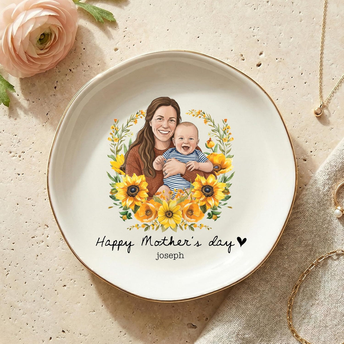 Personalized Ring Dish with Name, Custom Jewelry Tray Gift for Women, Bridesmaids, Mom, Grandma, or Best Friends