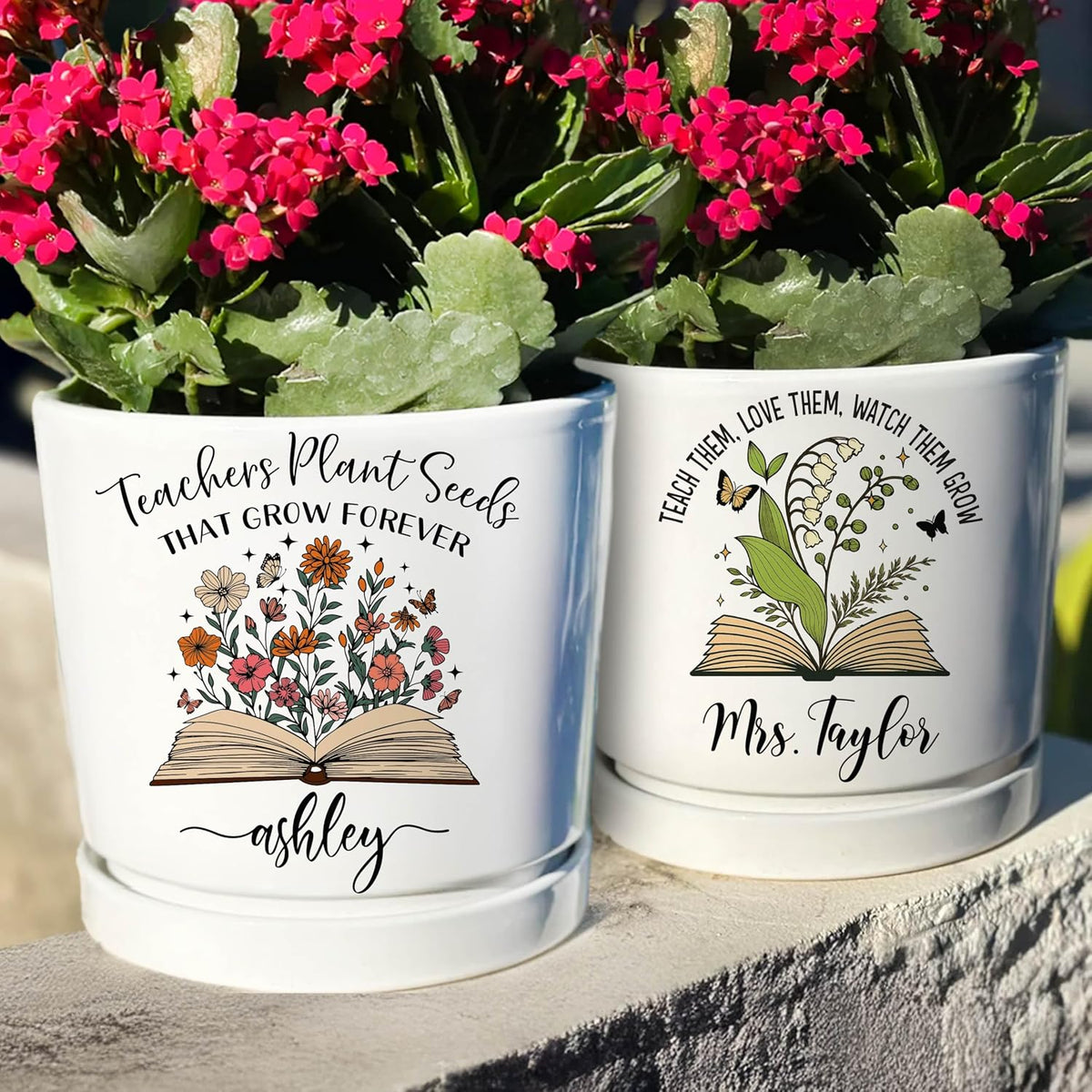 Personalized Grandma Gift - Custom Flower Pot with Names - Ceramic Planter Gift for Mom, Grandma's Garden for Grandma