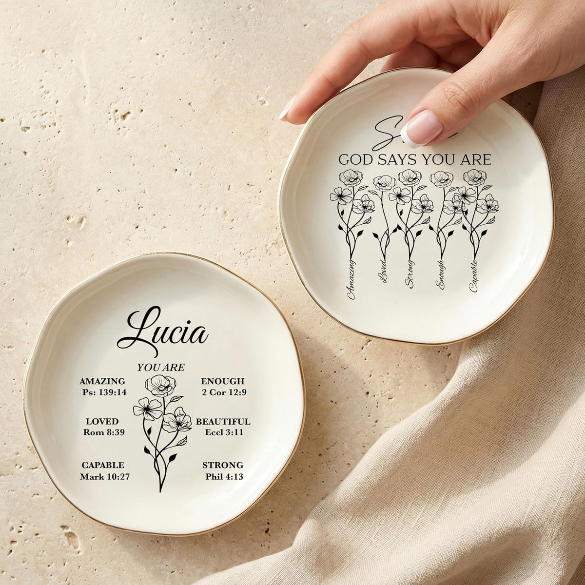 Personalized Ring Dish with Name, Custom Jewelry Tray Gift for Women, Bridesmaids, Mom, Grandma, or Best Friends