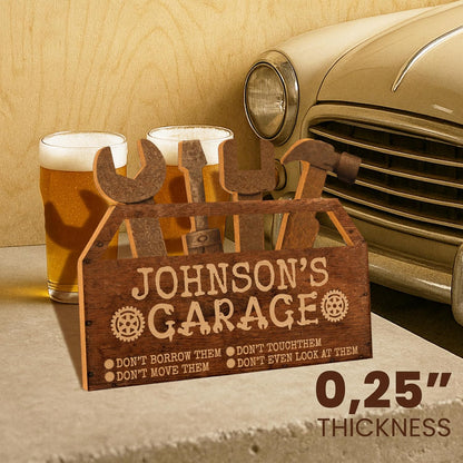 Custom Garage Sign for Dad, Grandpa, or Papa – Personalized Wall Decor for Man Cave or Workshop – Unique Gift from Kids for Father’s Day, Birthday, Christmas – Rustic Funny Shop Sign