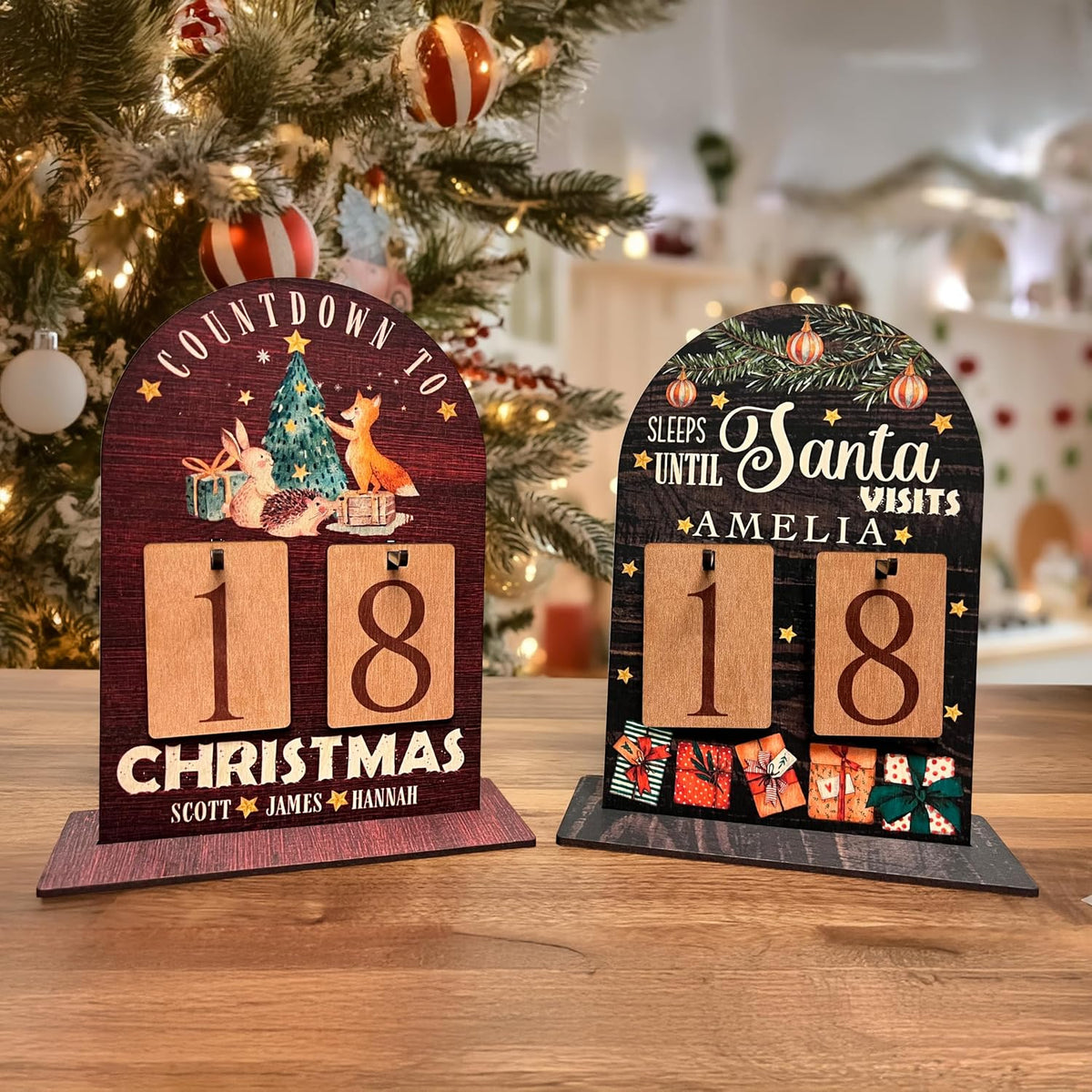 Personalized Countdown Sign, Custom Wooden Number Block Display for Christmas, Wedding, Baby Arrival or Homecoming, Reusable Holiday Decoration Gift