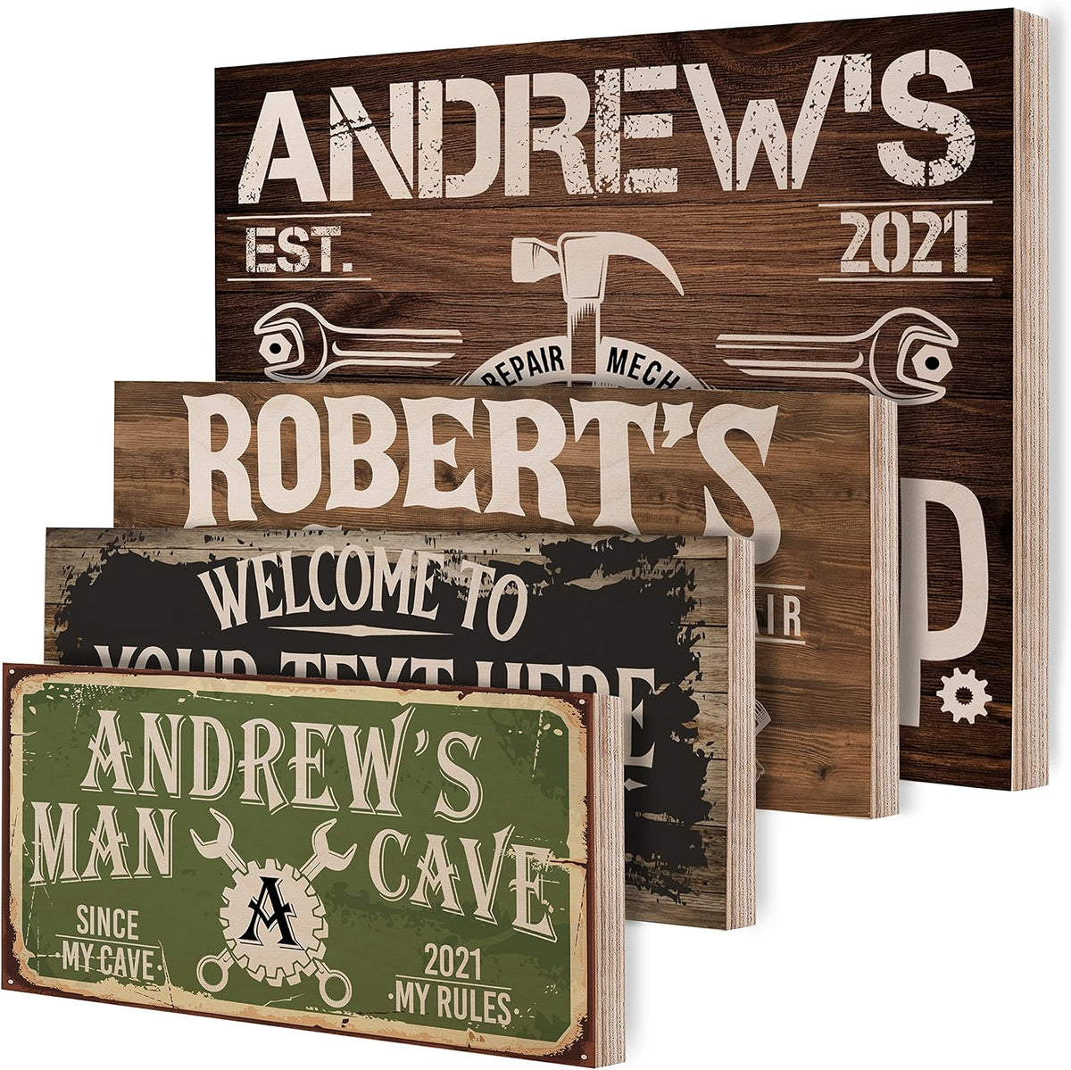 Personalized Wooden Man Cave Wall Sign 4 Size, 9 colors and 9 font options Customized Gift For Dad For Husband
