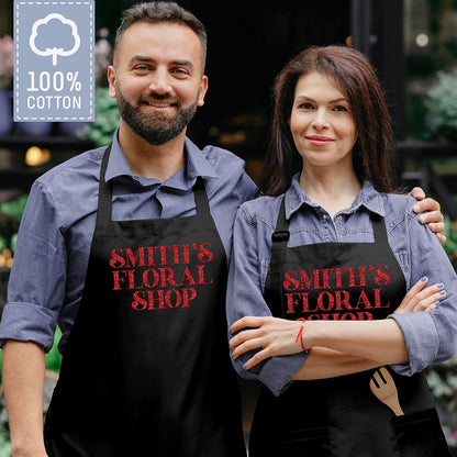 LALALA GIFT LAND Customized Kitchen Chef Apron w/Pockets - Black & White Option - 9 Font - 18 Color - Personalized Chef Apron