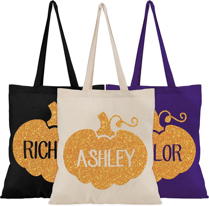 Personalized Halloween Tote Bag with Name, Custom Trick or Treat Gift