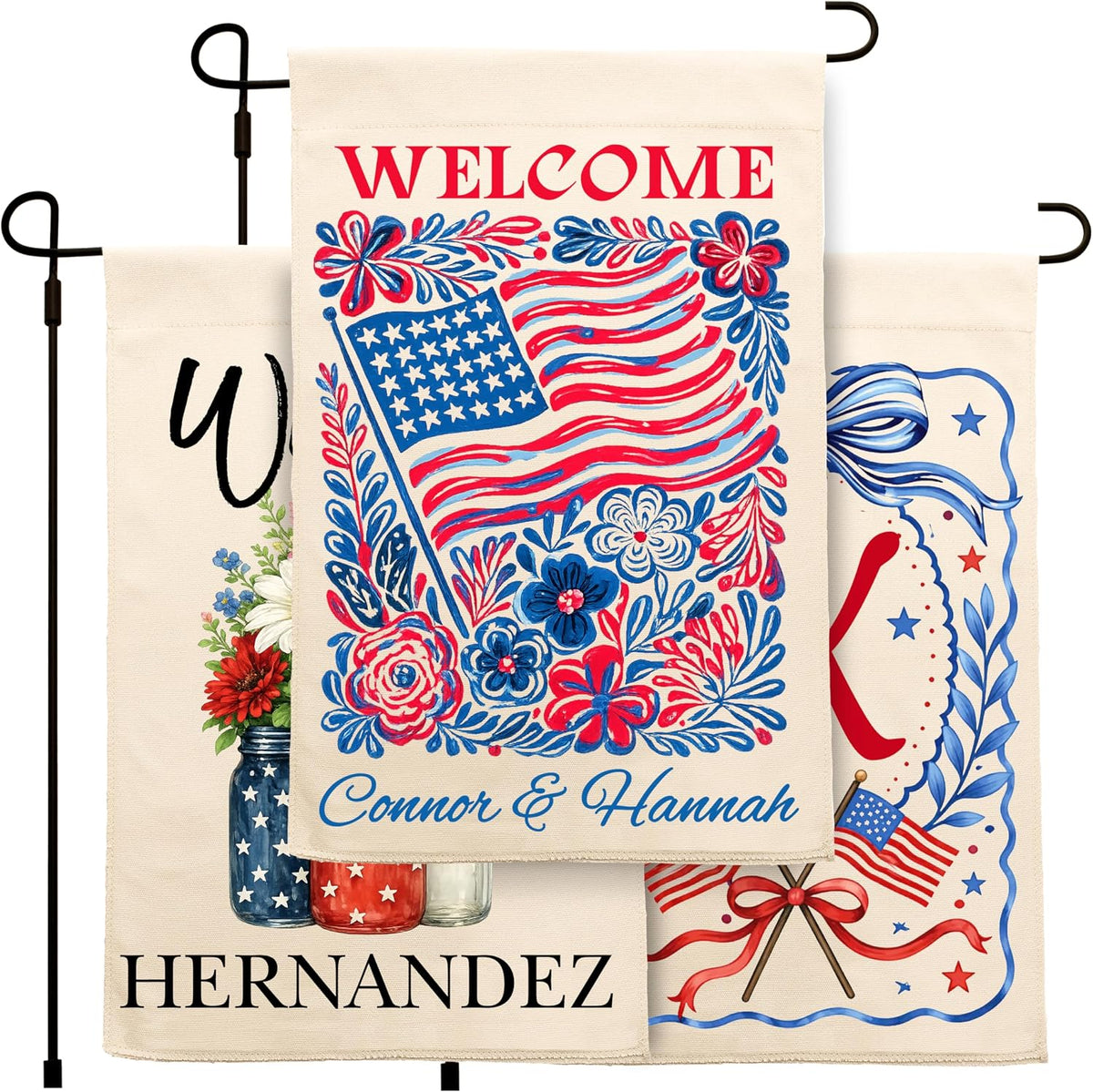 Personalized Camping Garden Flag 13x18 Inch Double Sided, Custom Family Name Welcome to Our Campsite Yard Flag