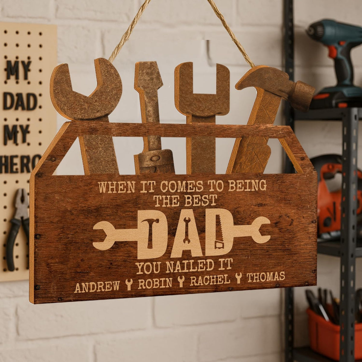 Custom Garage Sign for Dad, Grandpa, or Papa – Personalized Wall Decor for Man Cave or Workshop – Unique Gift from Kids for Father’s Day, Birthday, Christmas – Rustic Funny Shop Sign
