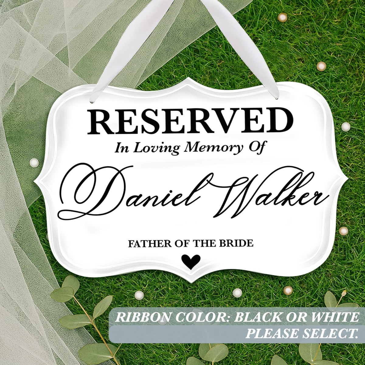 Personalized In Loving Memory Wedding Sign, Custom Memorial Chair Banner