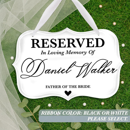Personalized In Loving Memory Wedding Sign, Custom Memorial Chair Banner