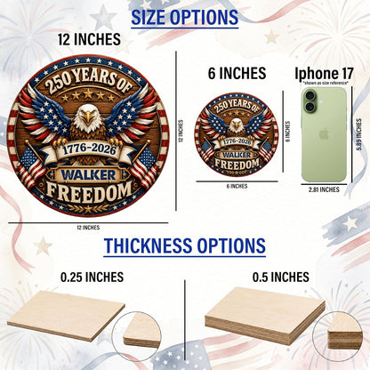Personalized Eagle Patriotic Door Sign for Front Door, Custom Family Name America 250th Anniversary Wooden Door Hanger, USA 1776-2026 Independence Day 4th of July Wall Decor