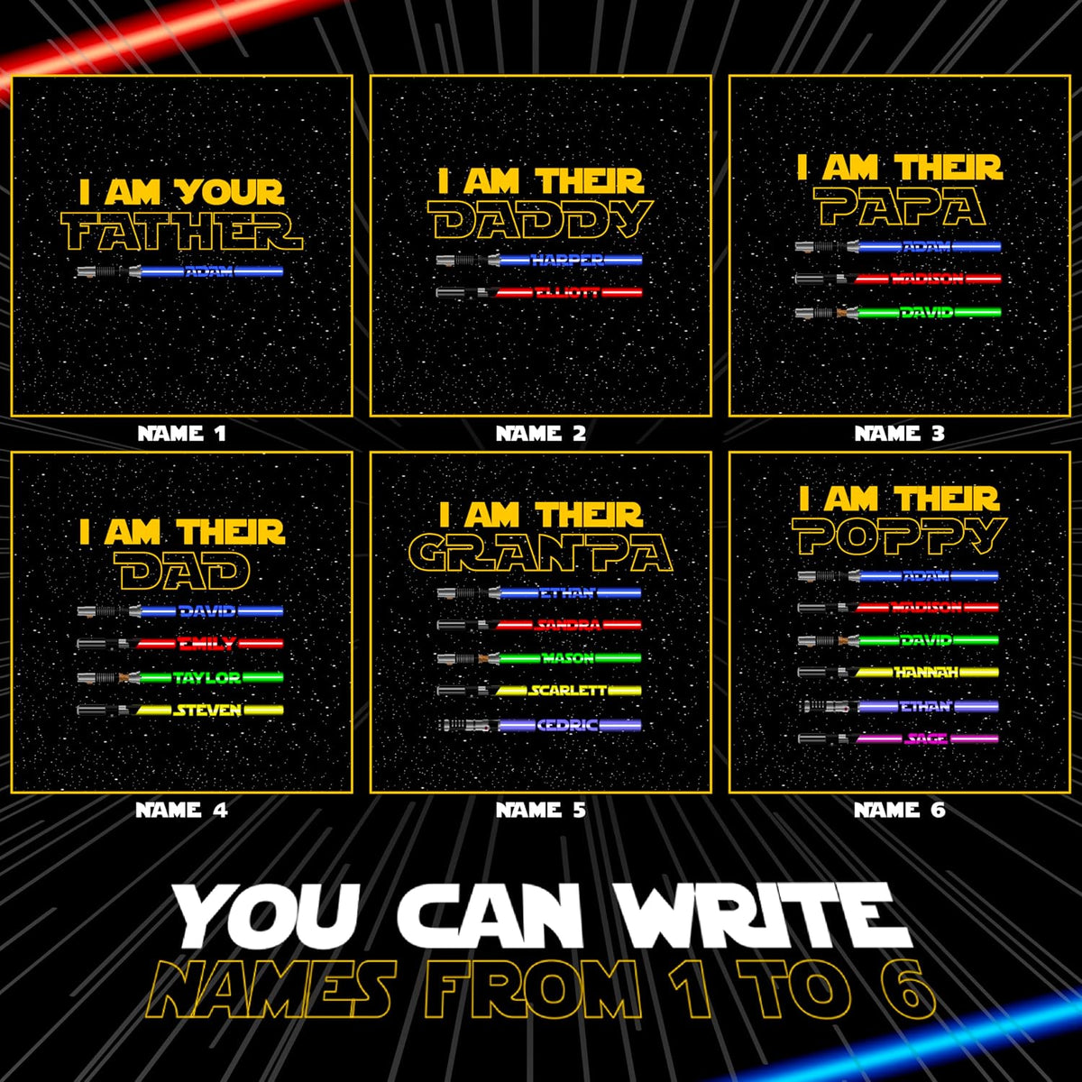 Personalized I Am Their Father Lightsaber Sign with Names, Custom Dad Gift
