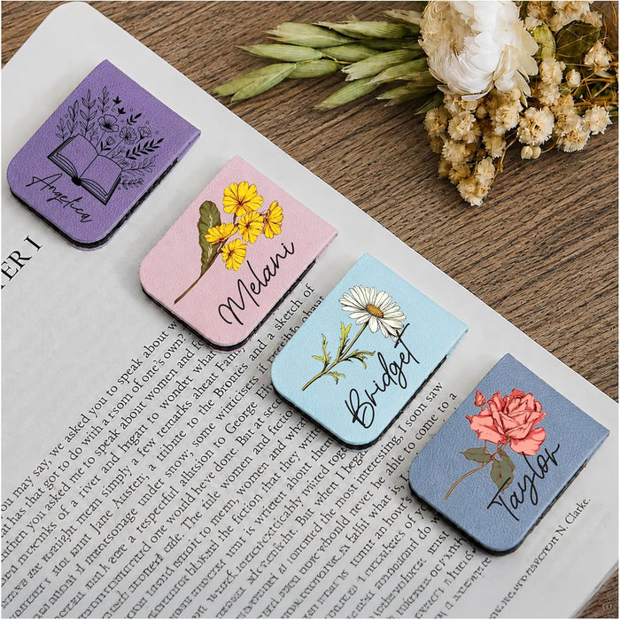 Personalized Magnetic Bookmark, Custom Floral Design, Gift for Book Lovers