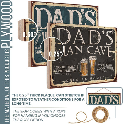 Personalized Wooden Man Cave Wall Sign 4 Size, 9 colors and 9 font options Customized Gift For Dad For Husband