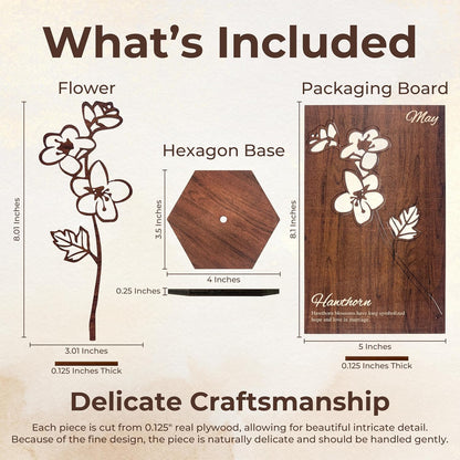 Birth Month Flower Wooden Decor, Grandma Mothers Day Gift for Mom Nana Gigi, Elegant Floral Home Decor, Birthday Christmas Gift