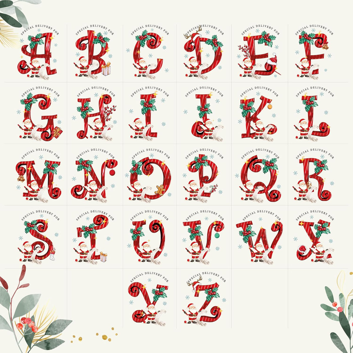 Personalized Christmas Santa Sack with Name, Custom Monogram Holiday Pouch