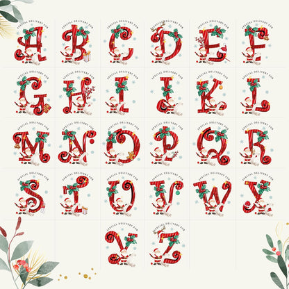 Personalized Christmas Santa Sack with Name, Custom Monogram Holiday Pouch
