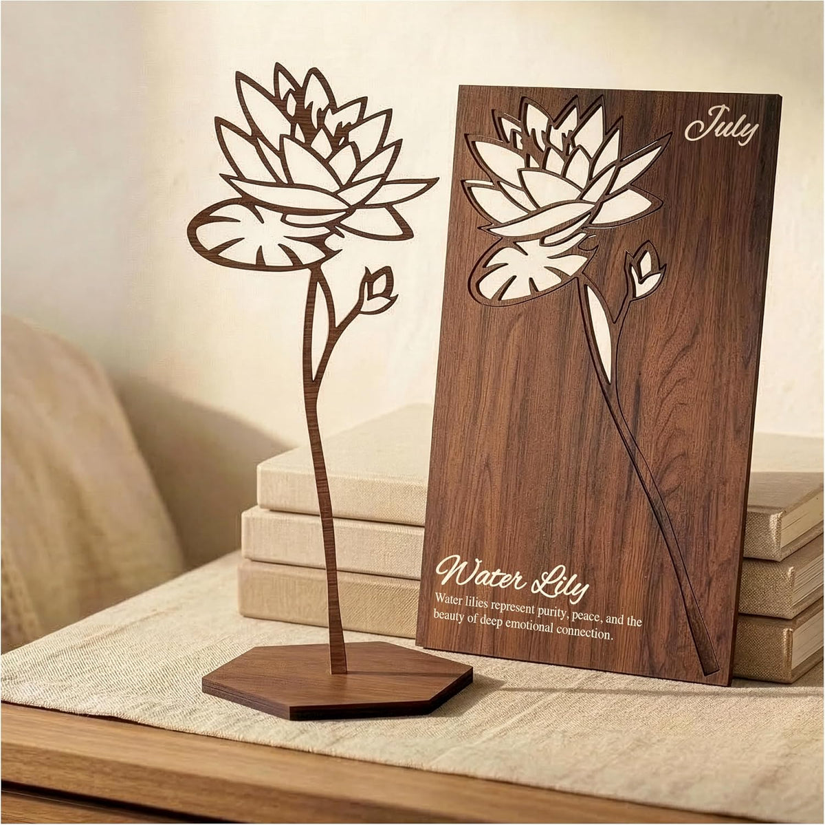 Birth Month Flower Wooden Decor, Grandma Mothers Day Gift for Mom Nana Gigi, Elegant Floral Home Decor, Birthday Christmas Gift