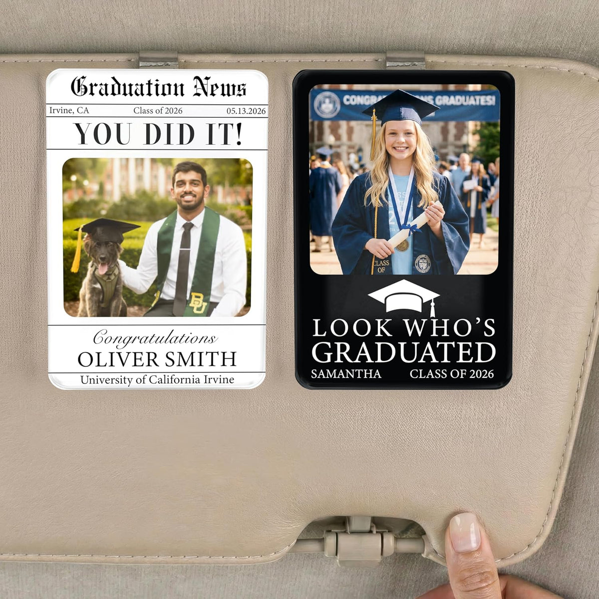 Personalized Car Visor Photo Clip – Custom Acrylic Picture Holder with Text, Gift for Dad, Mom, Husband, Wife, or Girlfriend
