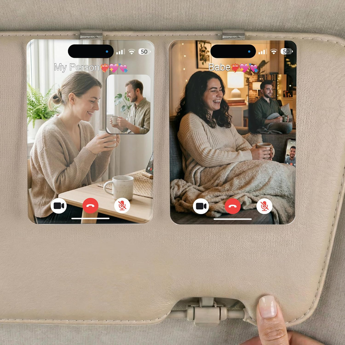 Personalized Car Visor Photo Clip – Custom Acrylic Picture Holder with Text, Gift for Dad, Mom, Husband, Wife, or Girlfriend