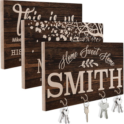 Personalized Wood Key Holder for Couples, Custom Mr Mrs Housewarming Gift