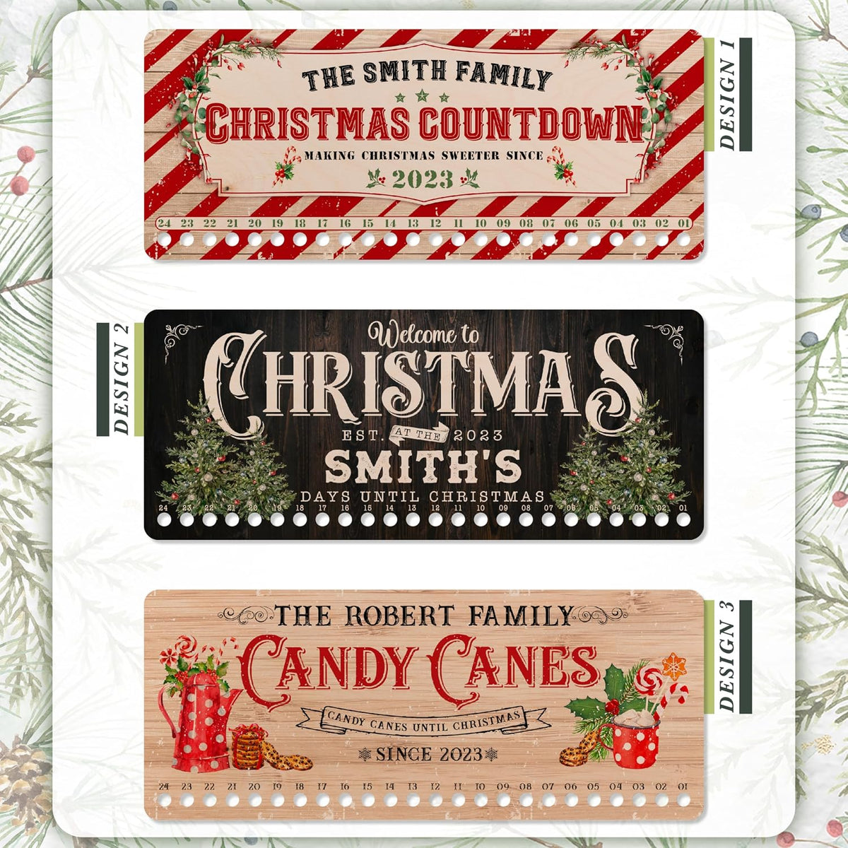 Personalized Christmas Countdown Wood Sign, Custom Advent Calendar Decor