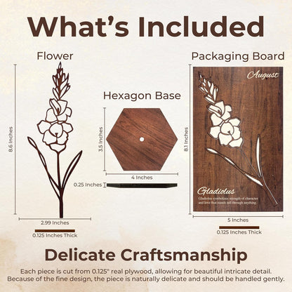 Birth Month Flower Wooden Decor, Grandma Mothers Day Gift for Mom Nana Gigi, Elegant Floral Home Decor, Birthday Christmas Gift