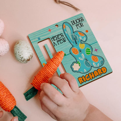 Personalized Easter Money Holder with Name, Custom Wooden Cash Gift