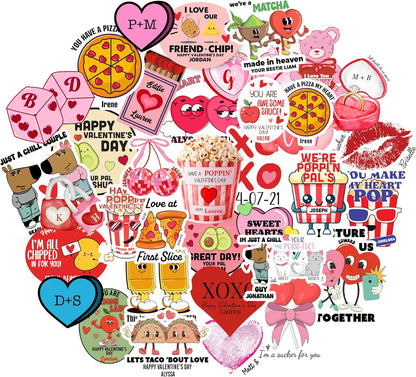Personalized Valentine’s Day Treat Stickers – Cute Custom Labels for Applesauce, Chips, Cookies, Popcorn – Classroom Exchange Gift Tags for Kids, Friends – Add Name, Fun Puns