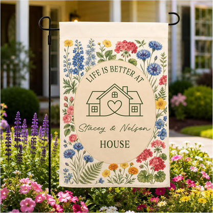 Personalized Camping Garden Flag 13x18 Inch Double Sided, Custom Family Name Welcome to Our Campsite Yard Flag