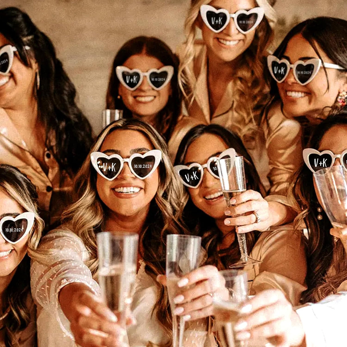 LALALA GIFT LAND Personalized Heart Shaped Sunglasses Bachelorette Party Vintage Cat Eye Glasses Women, Bridesmaid, Bride