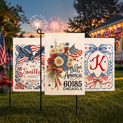 Personalized Camping Garden Flag 13x18 Inch Double Sided, Custom Family Name Welcome to Our Campsite Yard Flag