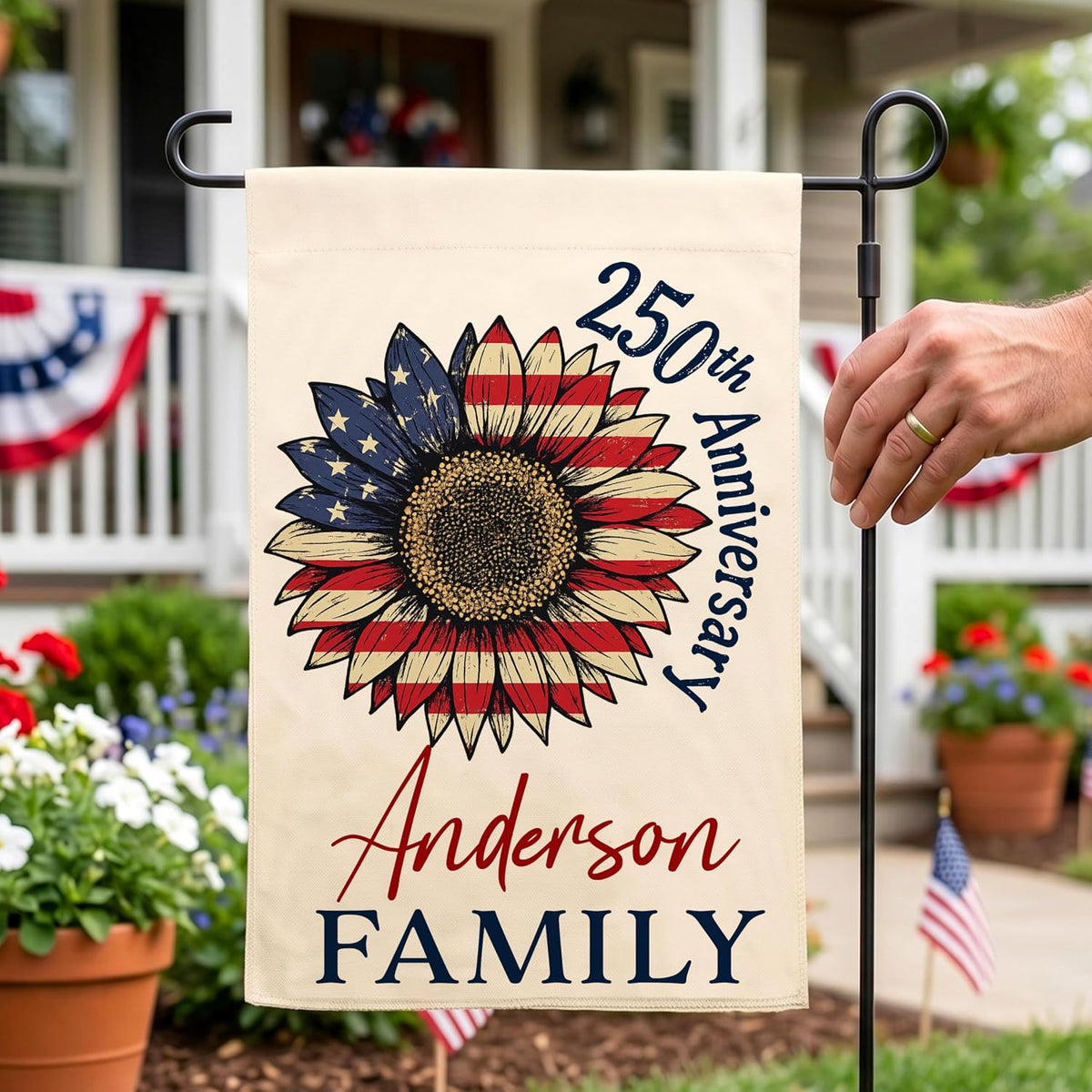 Personalized Camping Garden Flag 13x18 Inch Double Sided, Custom Family Name Welcome to Our Campsite Yard Flag