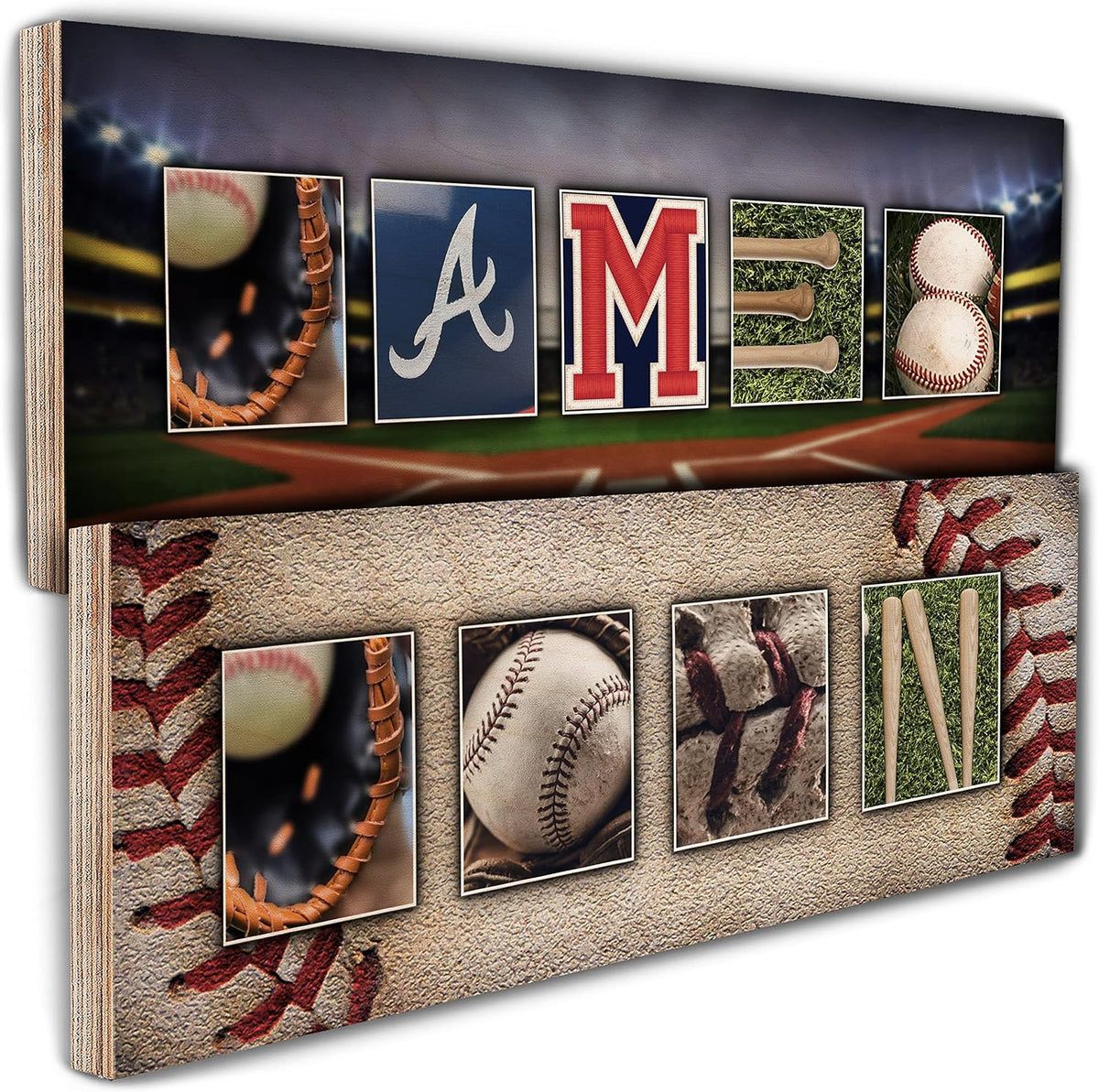 Personalized Baseball Wood Sign with Name, Custom Sports Wall Decor for Men