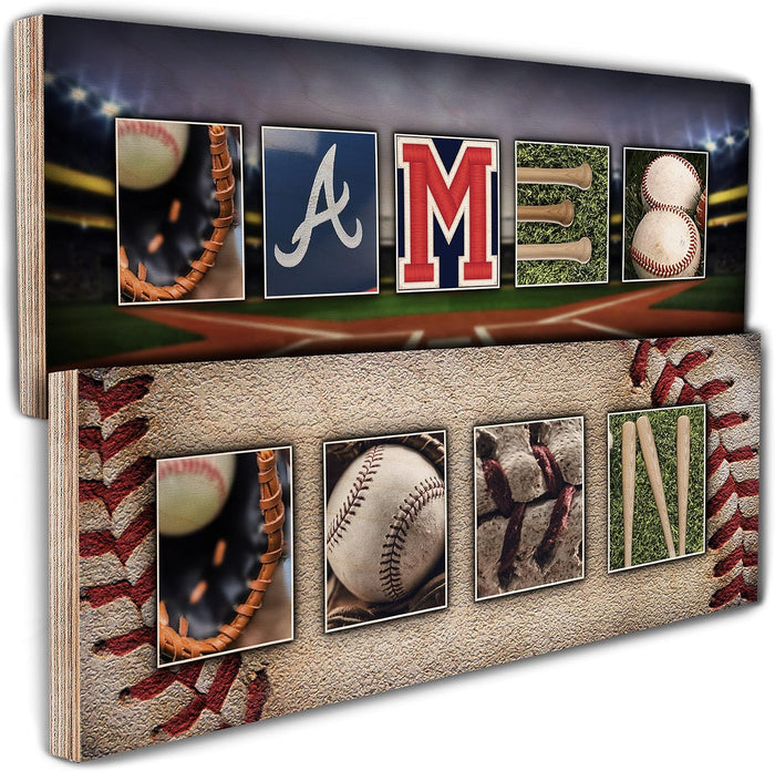Personalized Baseball Wood Sign with Name, Custom Sports Wall Decor for Men