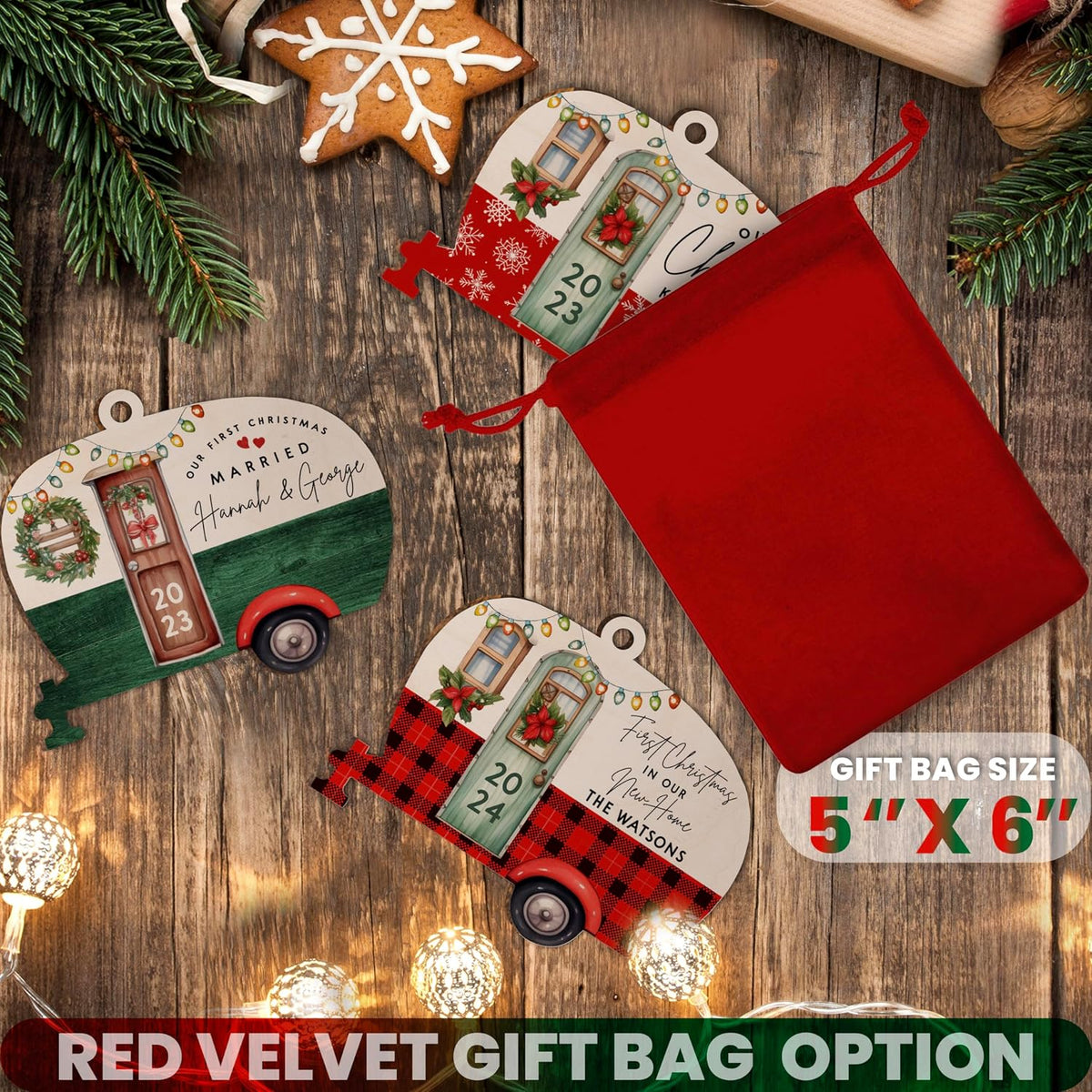 Personalized RV Christmas Wood Ornament, Custom Camper Camping