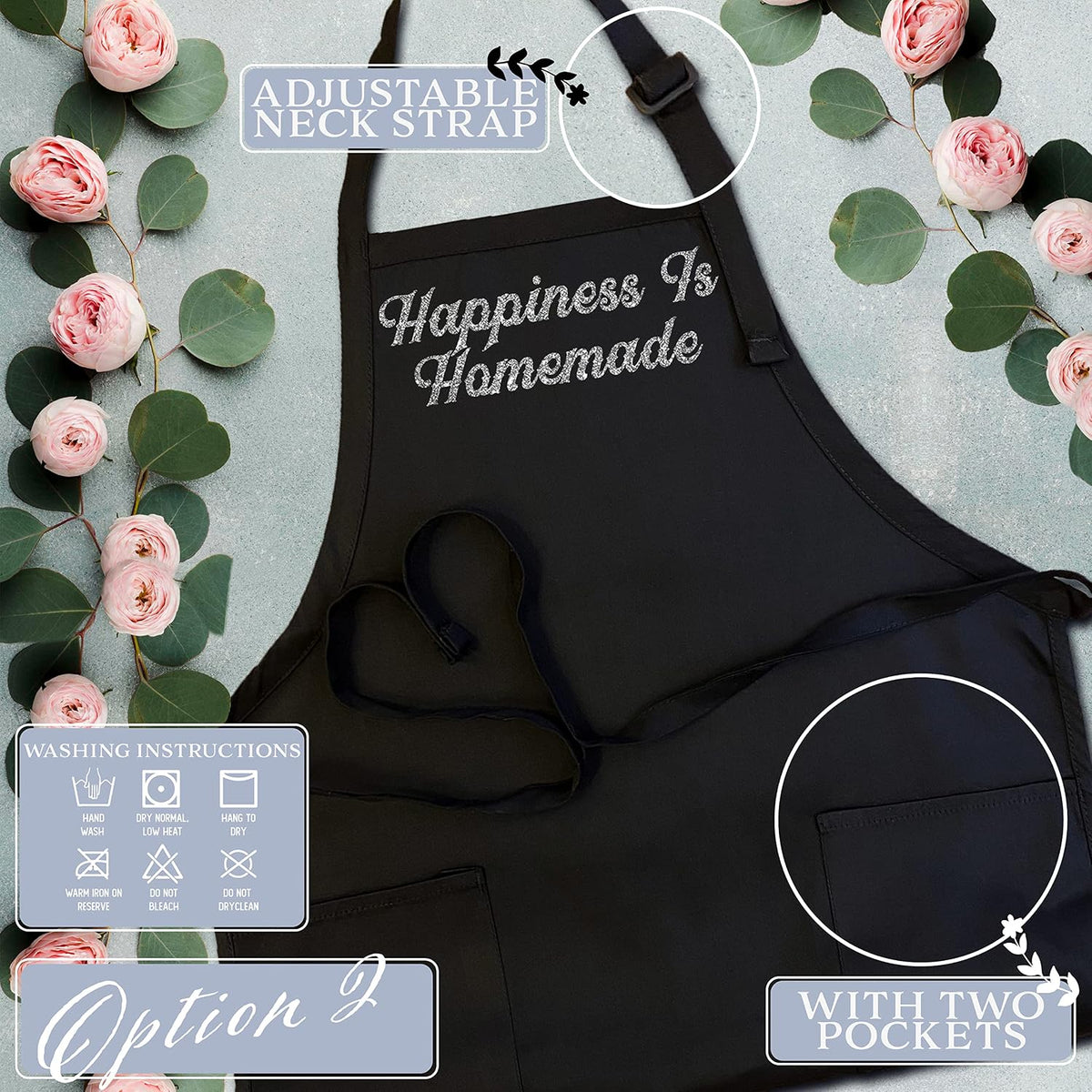 LALALA GIFT LAND Customized Kitchen Chef Apron w/Pockets - Black & White Option - 9 Font - 18 Color - Personalized Chef Apron