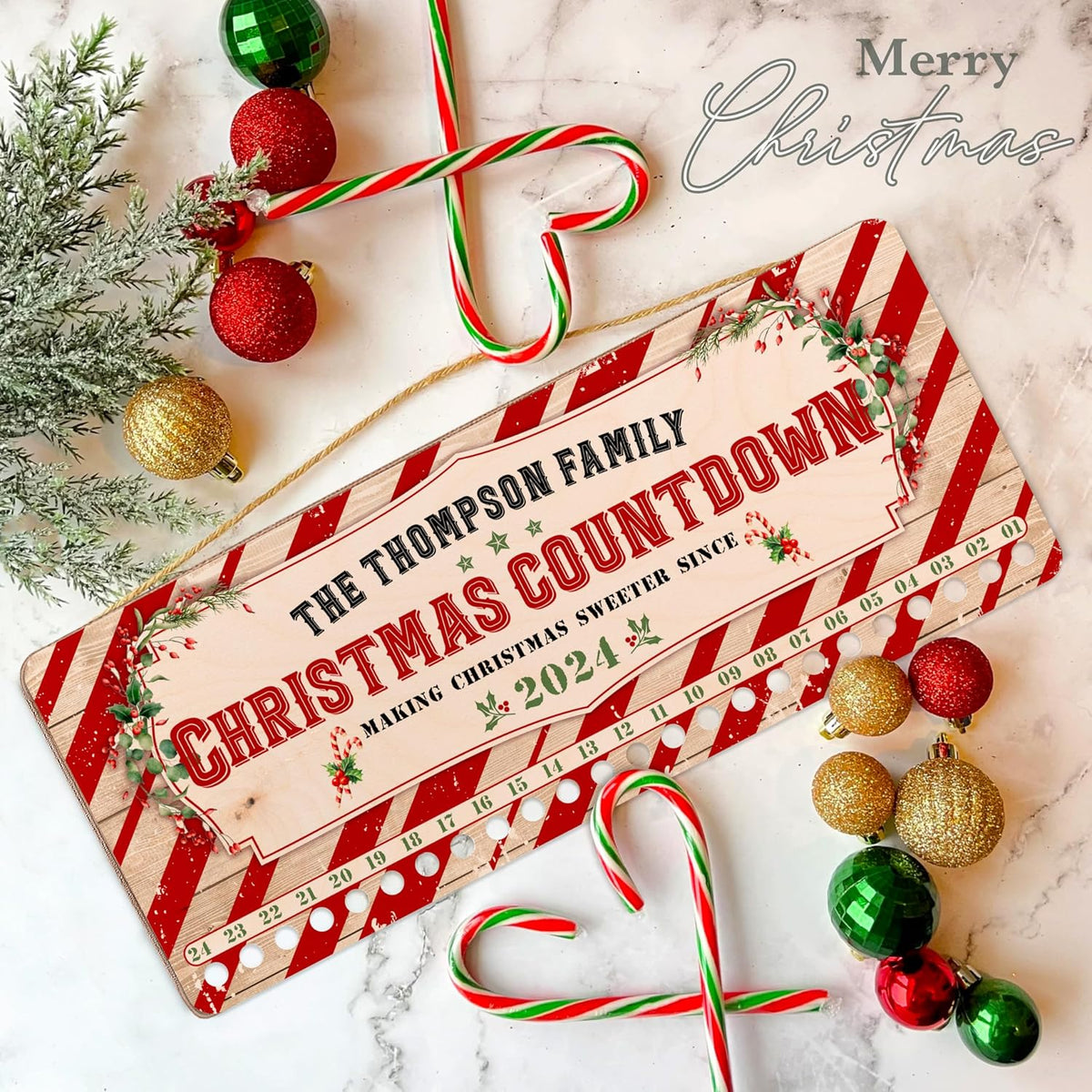 Personalized Christmas Countdown Wood Sign, Custom Advent Calendar Decor